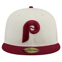 Casquette ajustée 59FIFTY chromée New Era pour hommes des Phillies de Philadelphie Cooperstown Collection