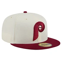 Casquette ajustée 59FIFTY chromée New Era pour hommes des Phillies de Philadelphie Cooperstown Collection
