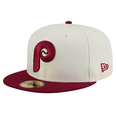 Casquette ajustée 59FIFTY chromée New Era pour hommes des Phillies de Philadelphie Cooperstown Collection