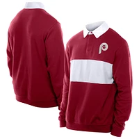 Polo de rugby à blocs couleurs rouge foncé Philadelphia Phillies Throwback Prep New Era pour homme