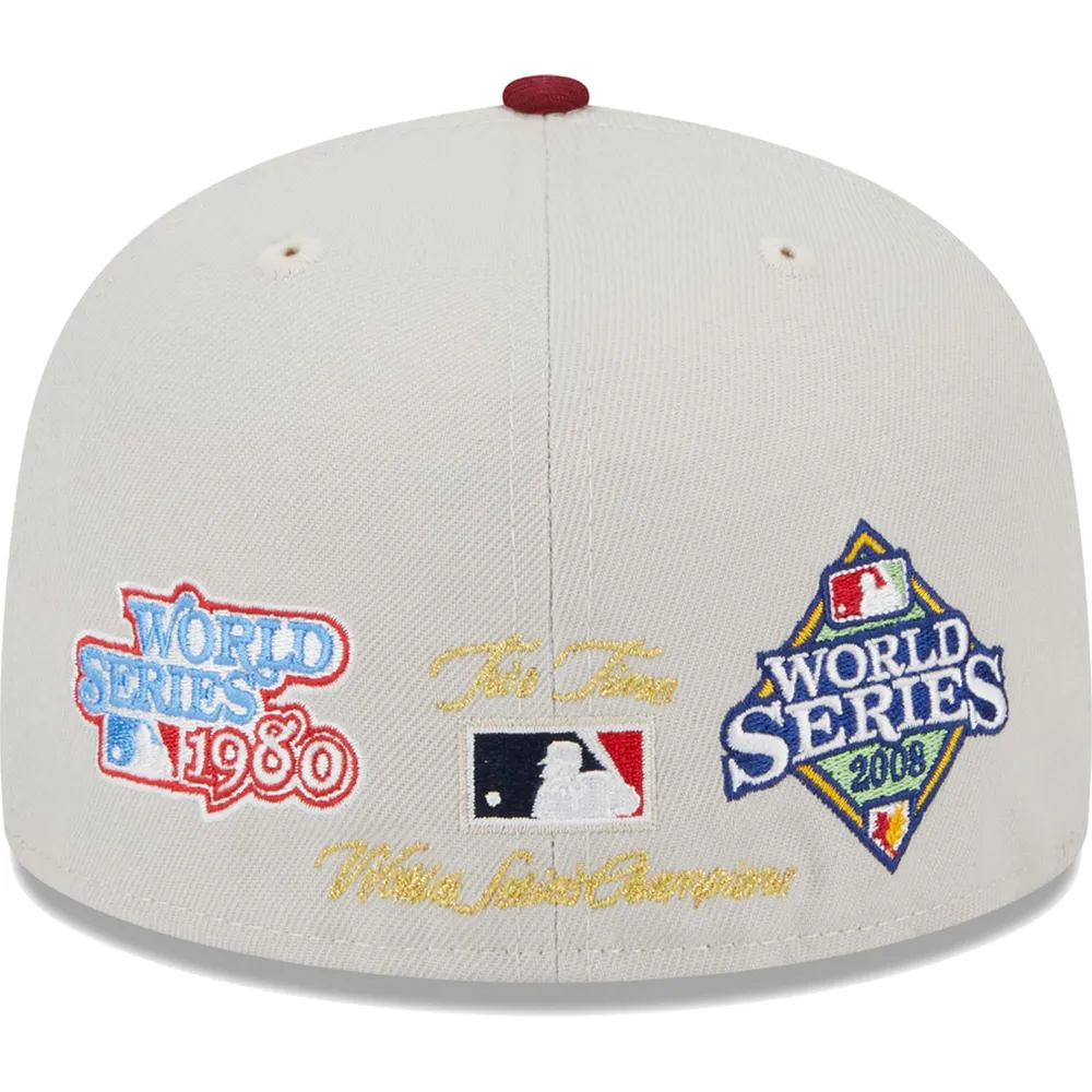 Philadelphia Phillies 1980 World Series Patch Team Trucker Snapback Hat -  Burgundy