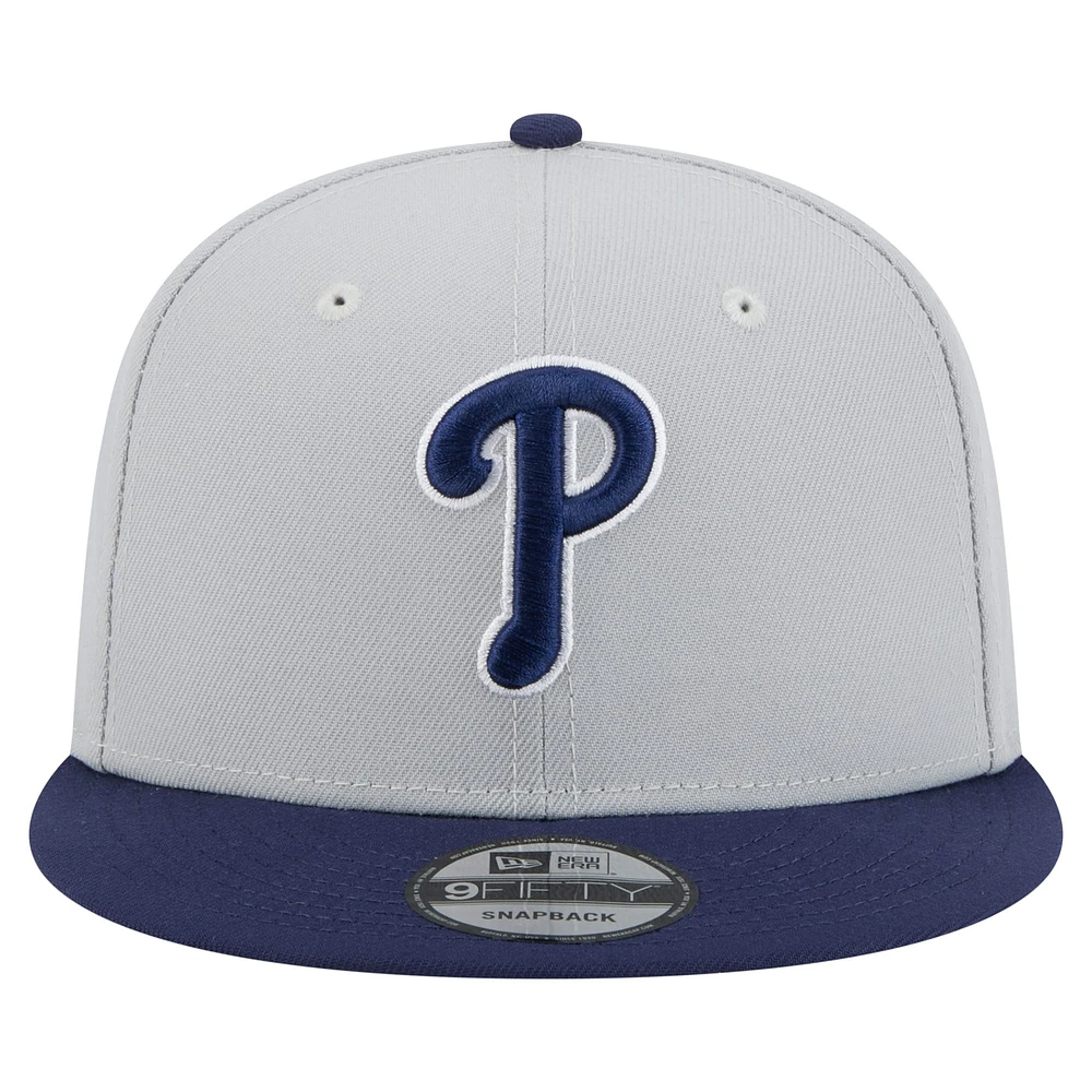 Men's New Era Gray/Navy Philadelphia Phillies 2-Tone Color Pack 9FIFTY Snapback Hat