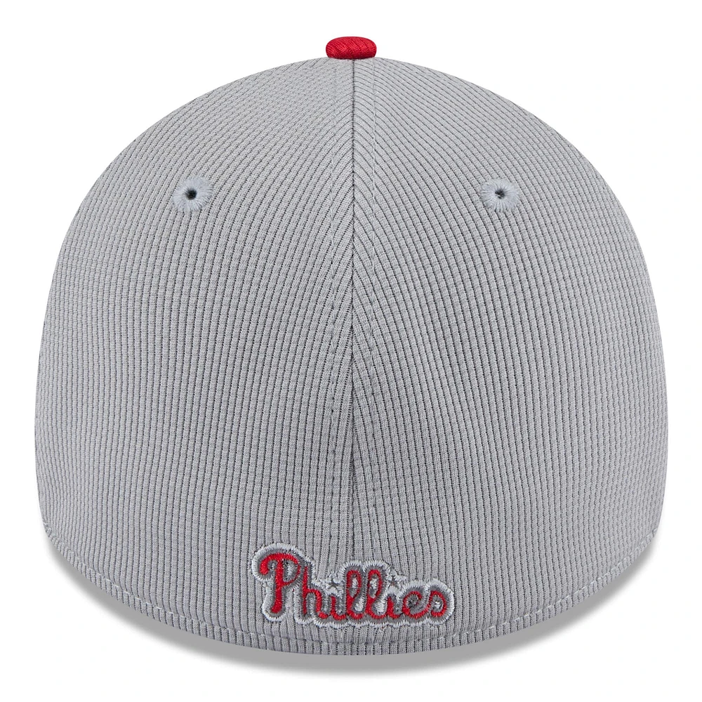 Men's New Era  Gray/Red Philadelphia Phillies 2025 Batting Practice 39THIRTY Flex Hat