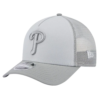 Men's New Era Gray Philadelphia Phillies Color Pack A-Frame 9FORTY Trucker Adjustable Hat