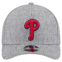 Men's New Era Gray Philadelphia Phillies Cotton Weave M-Crown A-Frame 9FORTY Adjustable Hat