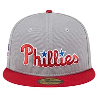 Men's New Era Gray Philadelphia Phillies Pivot Mesh 59FIFTY Fitted Hat