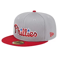 Casquette ajustée 59FIFTY en maille Pivot des Phillies de Philadelphie New Era pour hommes, grise