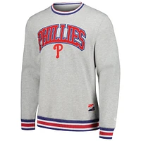 Sweat-shirt classique Throwback des Phillies de Philadelphie New Era gris chiné pour hommes