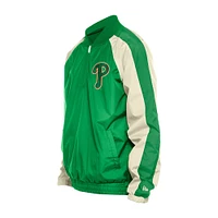 Men's New Era Kelly Green Philadelphia Phillies St. Patrick's Day Ripstop Raglan Quarter-Zip Windbreaker