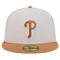 Men's New Era Khaki/Brown Philadelphia Phillies Two-Tone Color Pack 59FIFTY Fitted Hat