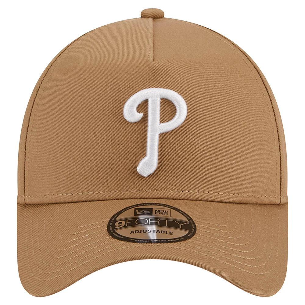 Men's New Era Khaki Philadelphia Phillies A-Frame 9FORTY Adjustable Hat