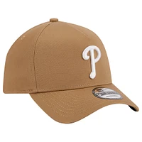 Men's New Era Khaki Philadelphia Phillies A-Frame 9FORTY Adjustable Hat