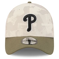 Men's New Era Light Beige/Olive Philadelphia Phillies 2025 Armed Forces Day 39THIRTY Flex Hat