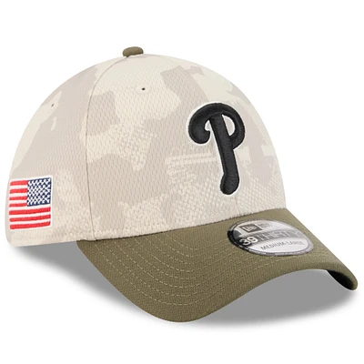Men's New Era Light Beige/Olive Philadelphia Phillies 2025 Armed Forces Day 39THIRTY Flex Hat