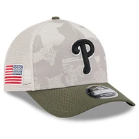 Men's New Era Light Beige/Olive Philadelphia Phillies 2025 Armed Forces Day 9FORTY M-Crown A-Frame Adjustable Hat