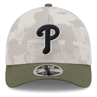 Men's New Era Light Beige/Olive Philadelphia Phillies 2025 Armed Forces Day 9FORTY M-Crown A-Frame Adjustable Hat