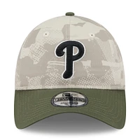 Men's New Era Light Beige/Olive Philadelphia Phillies 2025 Armed Forces Day 9TWENTY Adjustable Hat