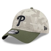 Men's New Era Light Beige/Olive Philadelphia Phillies 2025 Armed Forces Day 9TWENTY Adjustable Hat