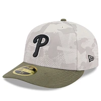Men's New Era Light Beige/Olive Philadelphia Phillies 2025 Armed Forces Day Low Profile 59FIFTY Fitted Hat