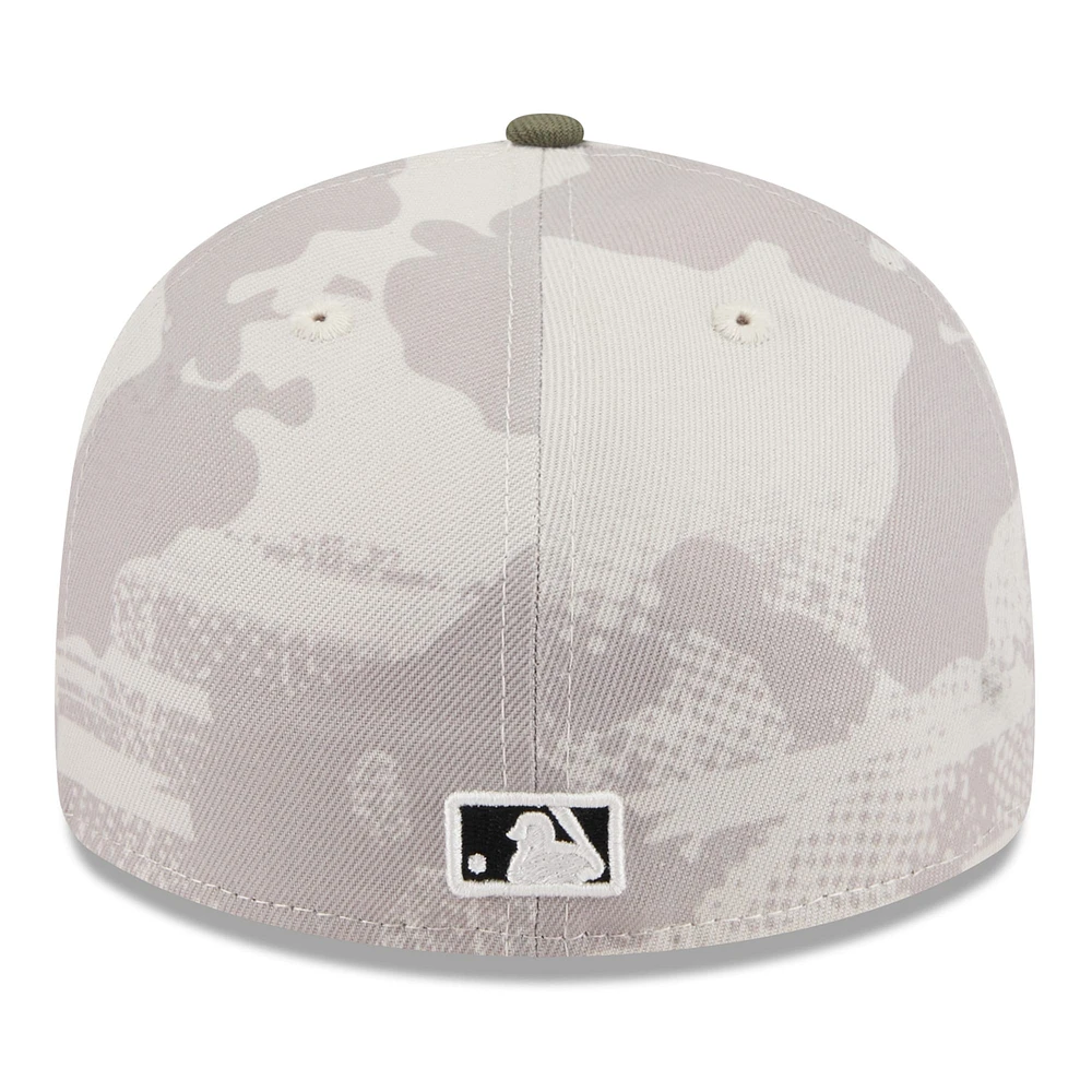 Men's New Era Light Beige/Olive Philadelphia Phillies 2025 Armed Forces Day Low Profile 59FIFTY Fitted Hat