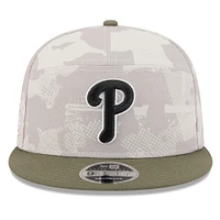 Men's New Era Light Beige/Olive Philadelphia Phillies 2025 Armed Forces Day Split Panel 9FIFTY Snapback Hat