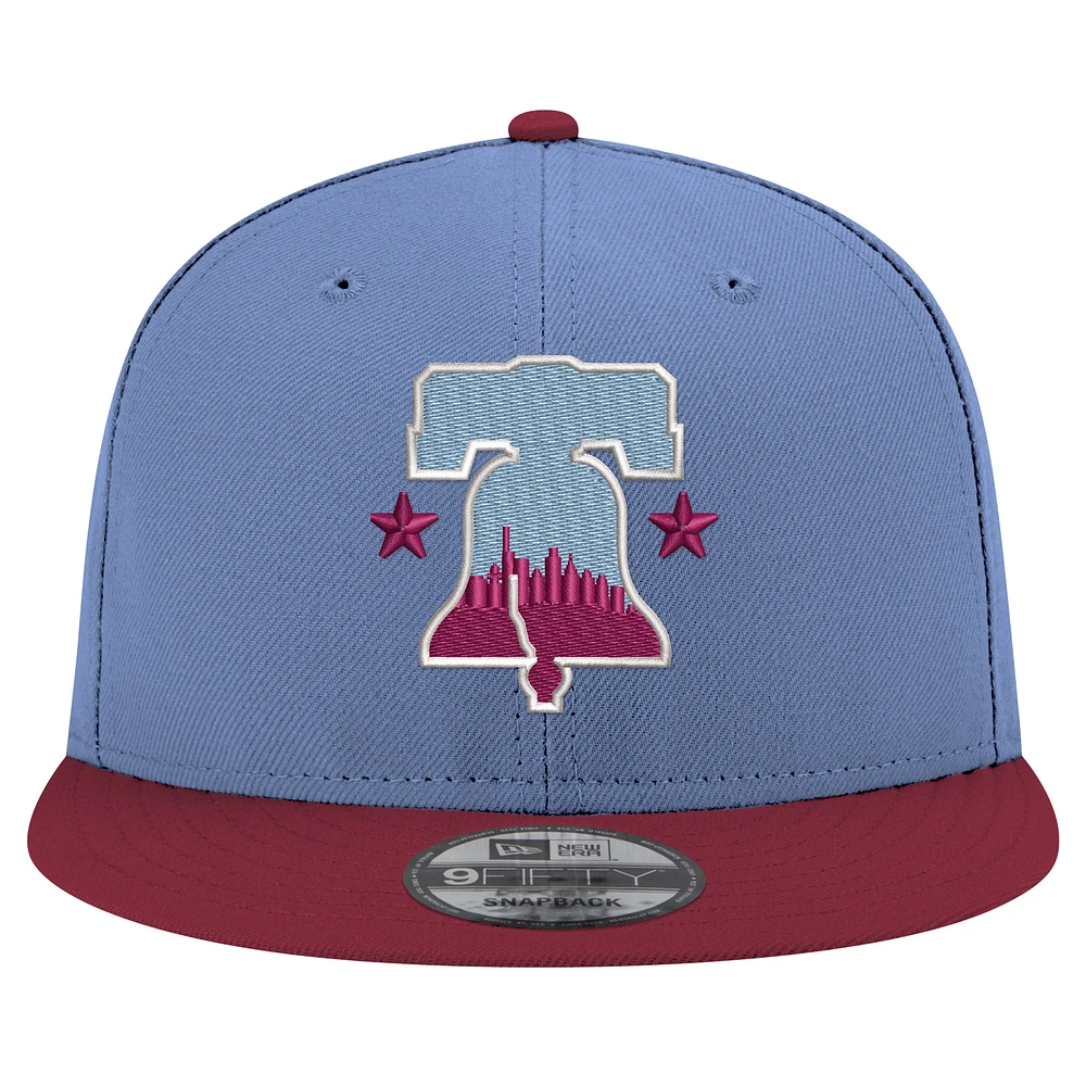 Casquette Snapback 9FIFTY New Era pour hommes des Phillies de Philadelphie 2024 City Connect bleu clair