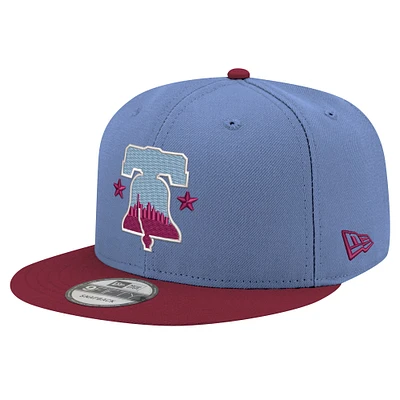 Casquette Snapback 9FIFTY New Era pour hommes des Phillies de Philadelphie 2024 City Connect bleu clair