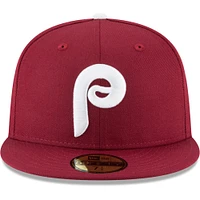 Men's New Era Maroon Philadelphia Phillies Cooperstown Collection Wool 59FIFTY Fitted Hat