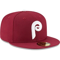 Men's New Era Maroon Philadelphia Phillies Cooperstown Collection Wool 59FIFTY Fitted Hat