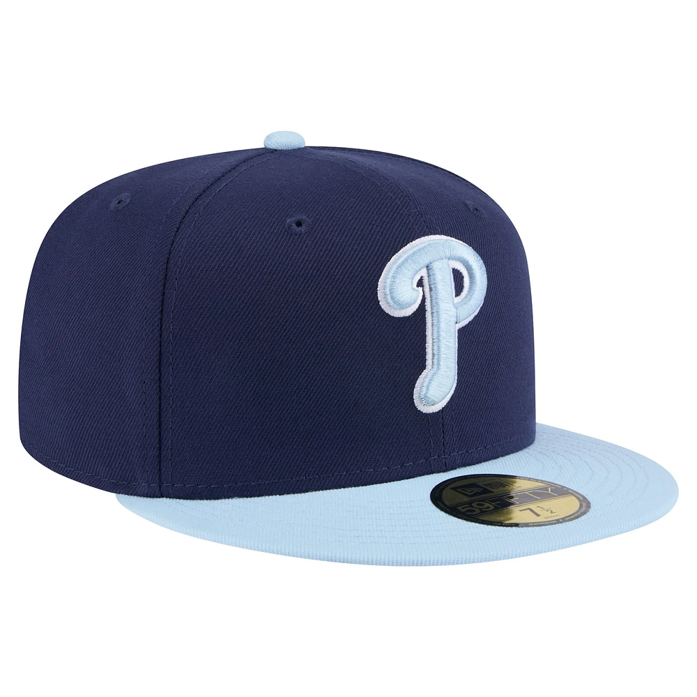 Men's New Era Navy/Light Blue Philadelphia Phillies Color Pack 2-Tone 59FIFTY Fitted Hat