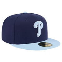 Men's New Era Navy/Light Blue Philadelphia Phillies Color Pack 2-Tone 59FIFTY Fitted Hat