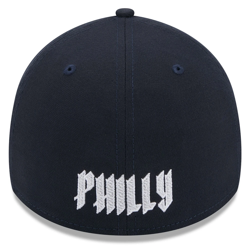 Casquette flexible New Era pour hommes des Phillies de Philadelphie 2024 City Connect 39THIRTY Flex bleu marine