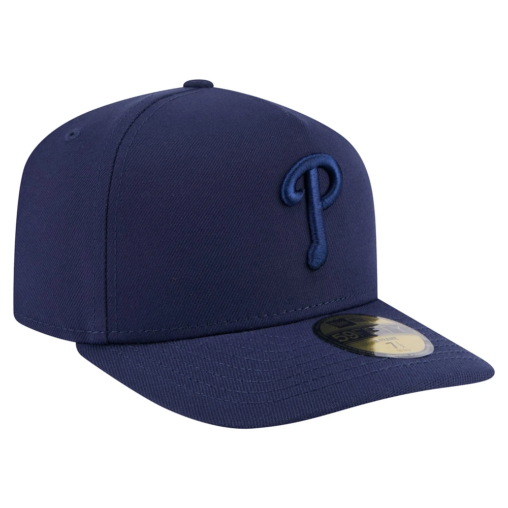 Men's New Era Navy Philadelphia Phillies Color Pack A-Frame 59FIFTY Fitted Hat