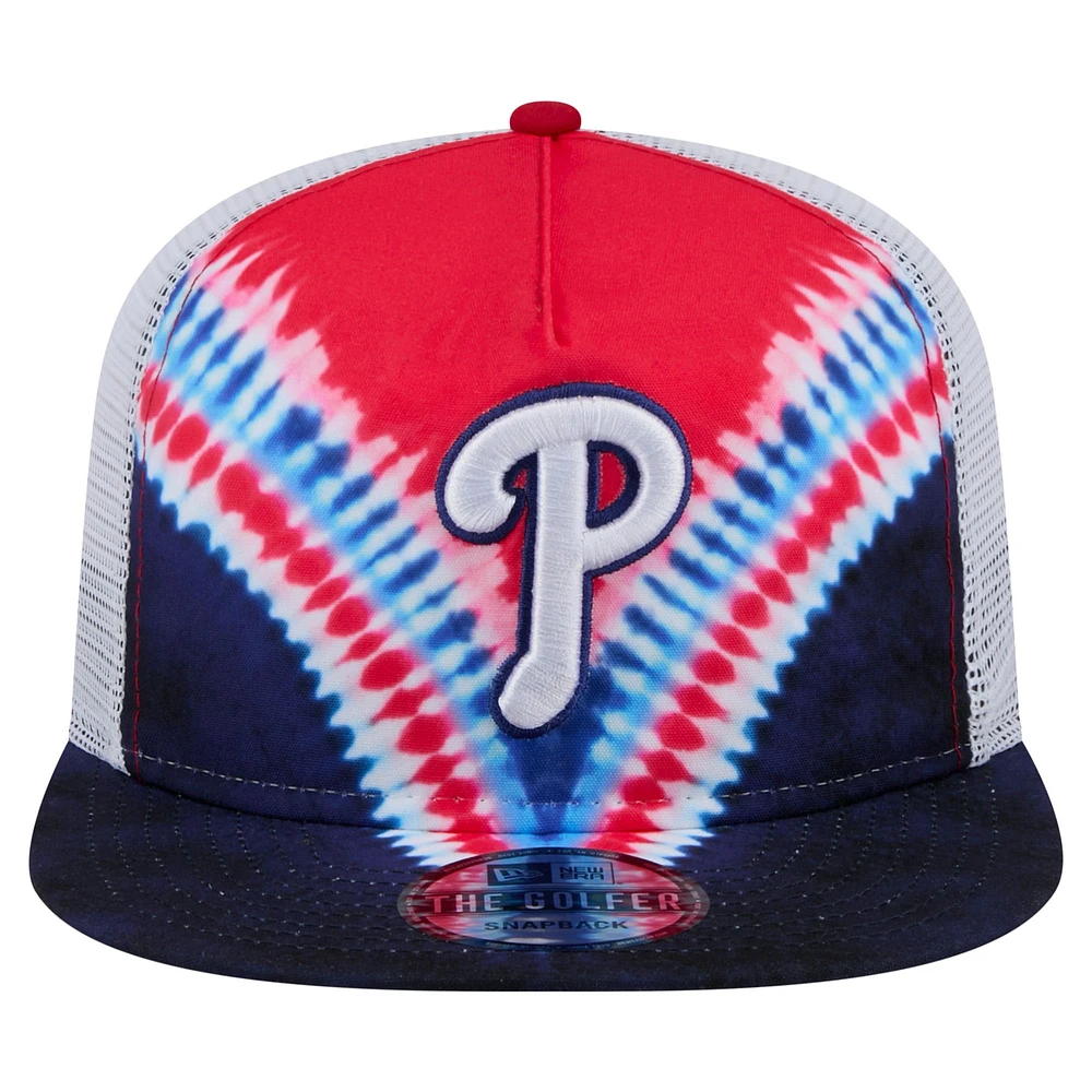 Men's New Era Philadelphia Phillies Tie-Dye Golfer Trucker Adjustable Hat