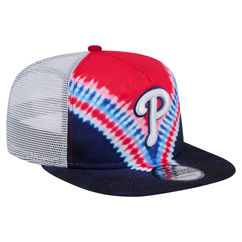 Men's New Era Philadelphia Phillies Tie-Dye Golfer Trucker Adjustable Hat
