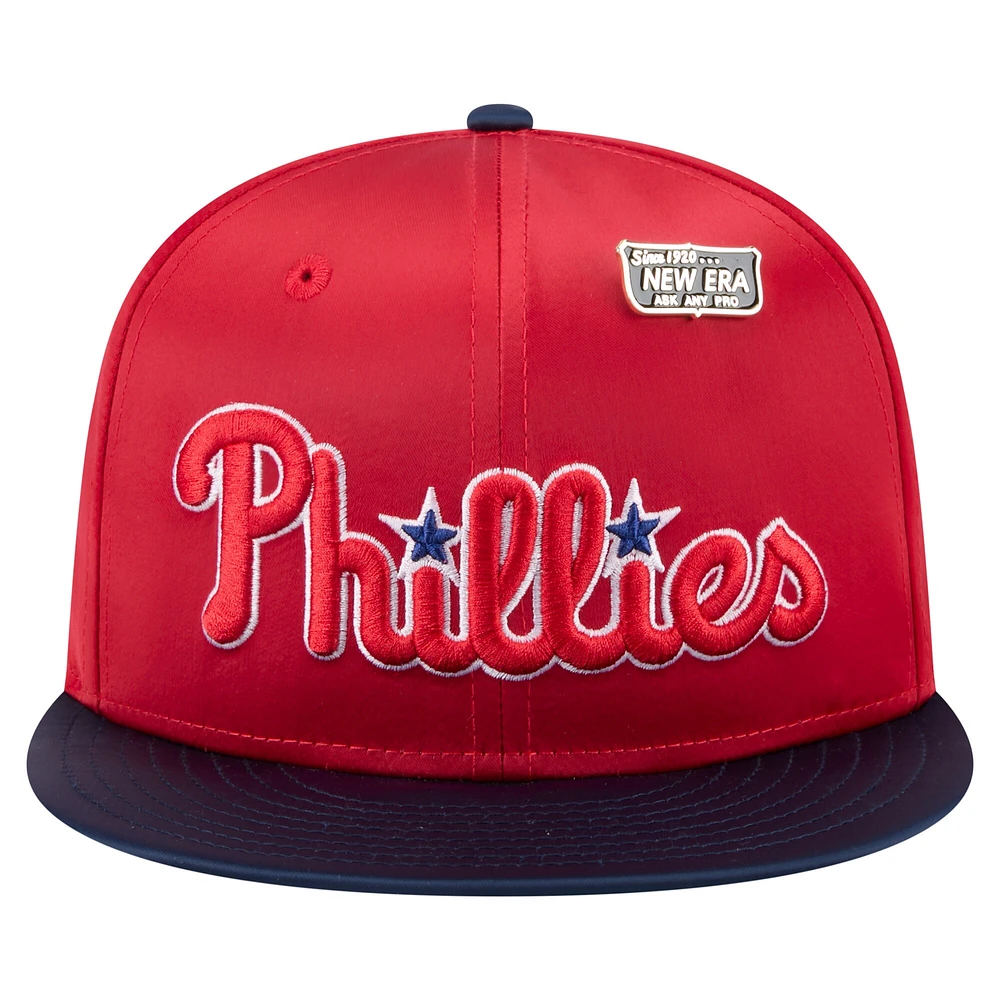 Men's New Era Red/Navy Philadelphia Phillies Satin 59FIFTY Fitted Hat