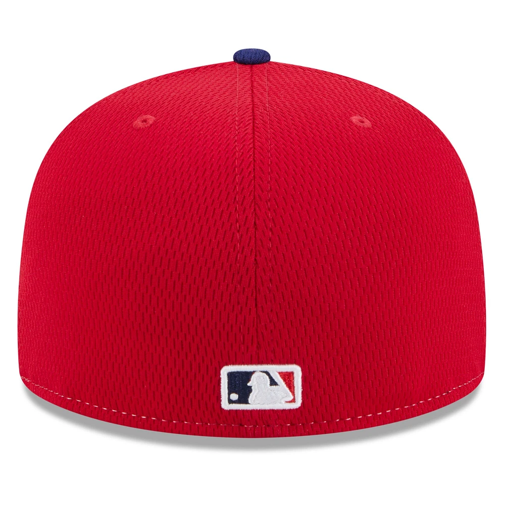 Casquette ajustée MLB Clubhouse 59FIFTY 2025 Philadelphia Phillies pour homme New Era rouge/bleu royal