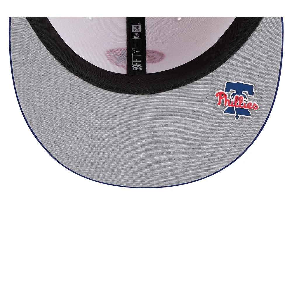 Casquette ajustée MLB Clubhouse 59FIFTY 2025 Philadelphia Phillies pour homme New Era rouge/bleu royal