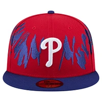 Casquette ajustée rétro Philadelphia Phillies 59FIFTY New Era pour homme rouge/bleu royal