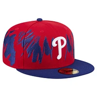 Casquette ajustée rétro Philadelphia Phillies 59FIFTY New Era pour homme rouge/bleu royal