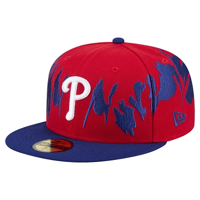 Casquette ajustée rétro Philadelphia Phillies 59FIFTY New Era pour homme rouge/bleu royal