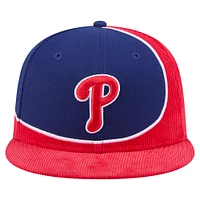 Men's New Era Red/Royal Philadelphia Phillies Retro Split Corduroy Snapback Hat