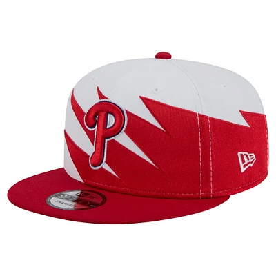 Casquette Snapback Jagged 9FIFTY rouge/blanc pour homme New Era Philadelphia Phillies