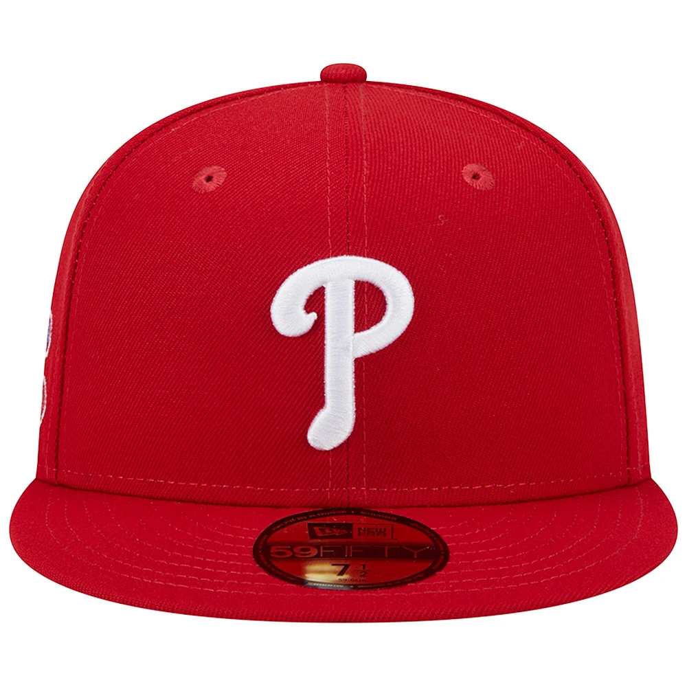 Casquette ajustée 59FIFTY des Phillies de Philadelphie 1980 la série mondiale New Era pour homme, couleur rouge