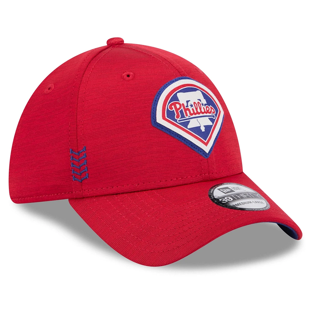 Men's New Era  Red Philadelphia Phillies 2024 Clubhouse 39THIRTY Flex Fit Hat