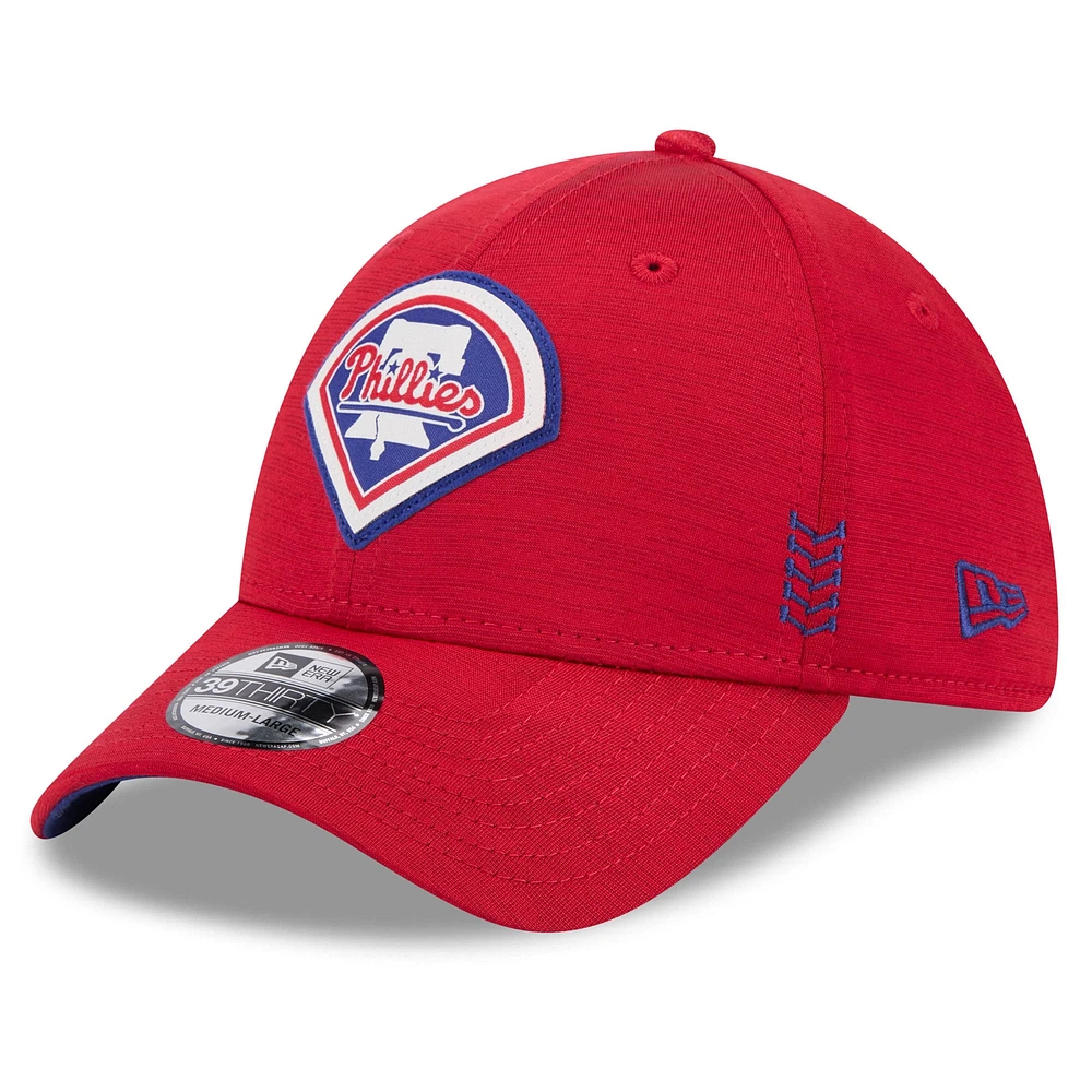 Men's New Era  Red Philadelphia Phillies 2024 Clubhouse 39THIRTY Flex Fit Hat