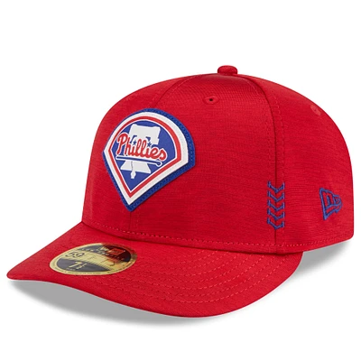 Men's New Era  Red Philadelphia Phillies 2024 Clubhouse Low Profile 59FIFTY Fitted Hat