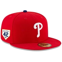 Men's New Era Red Philadelphia Phillies 2024 Jackie Robinson Day 59FIFTY Fitted Hat