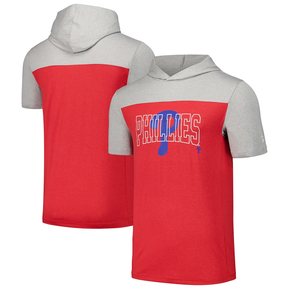 T-shirt à capuche brossé actif New Era pour hommes des Phillies de Philadelphie rouge