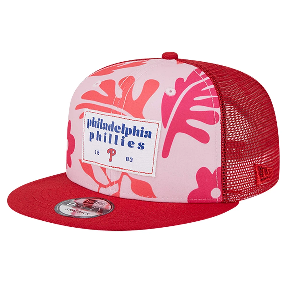 Men's New Era Red Philadelphia Phillies Bikini Bottom Trucker 9FIFTY Snapback Hat